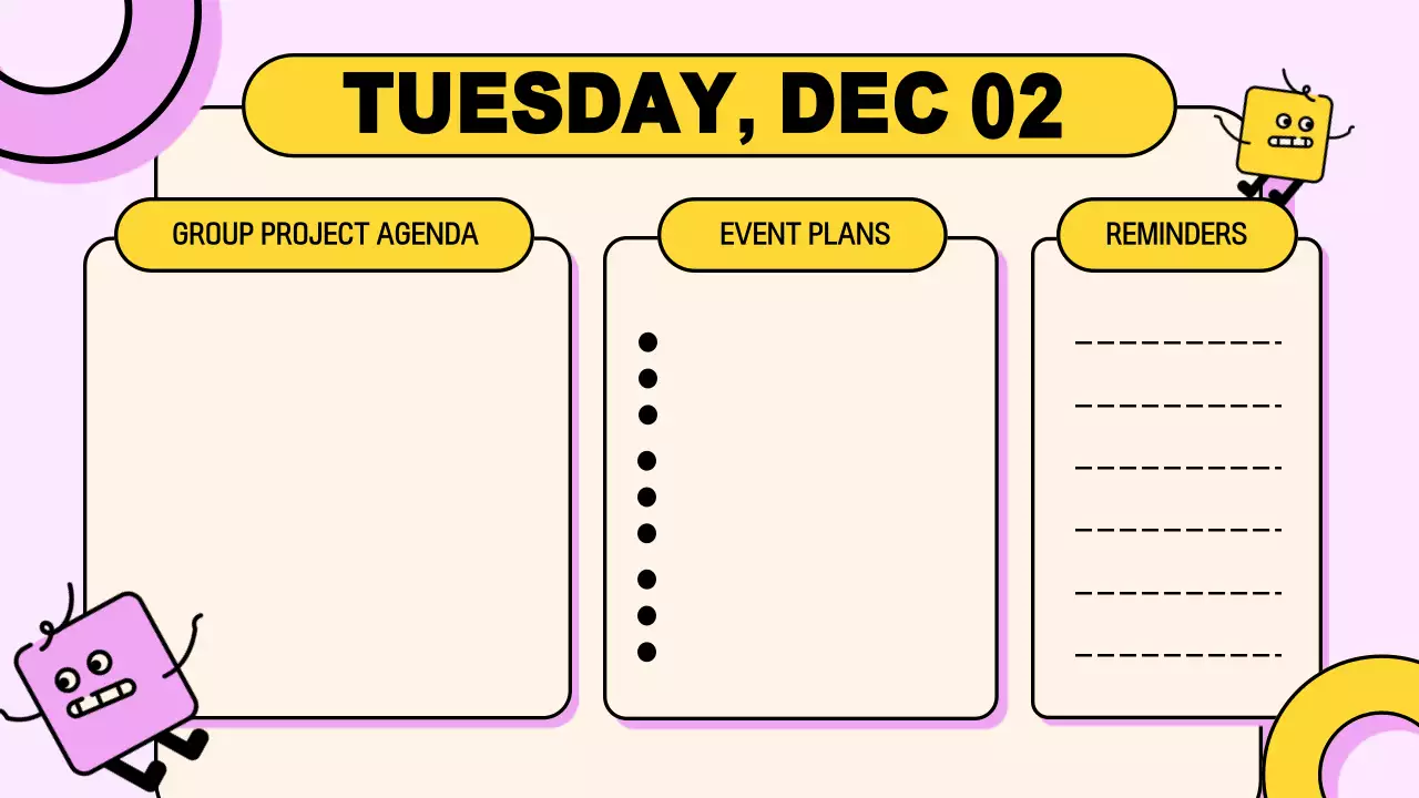 Yellow Playful Class Agenda Planner Presentation