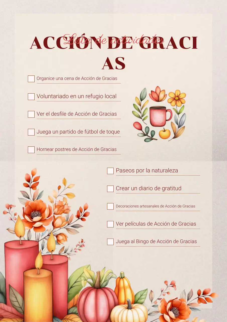 lista de control de las vacaciones rústicas en naranja