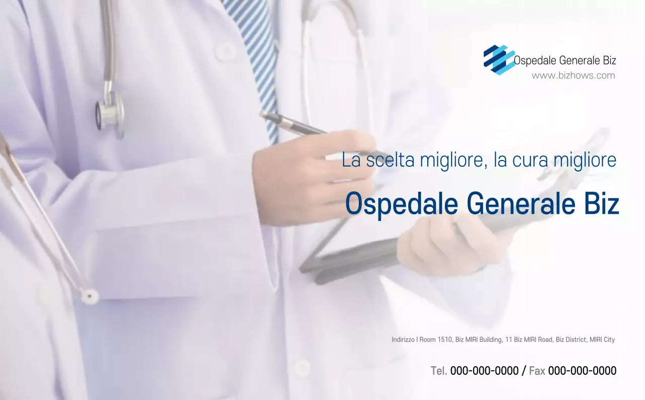 Calendario promozionale dell'ospedale semplice, bianco e blu