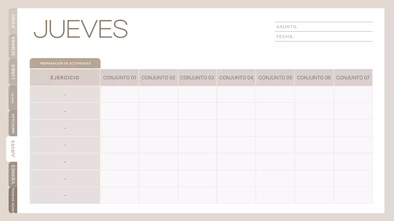 planificador de clases minimalista beige horario