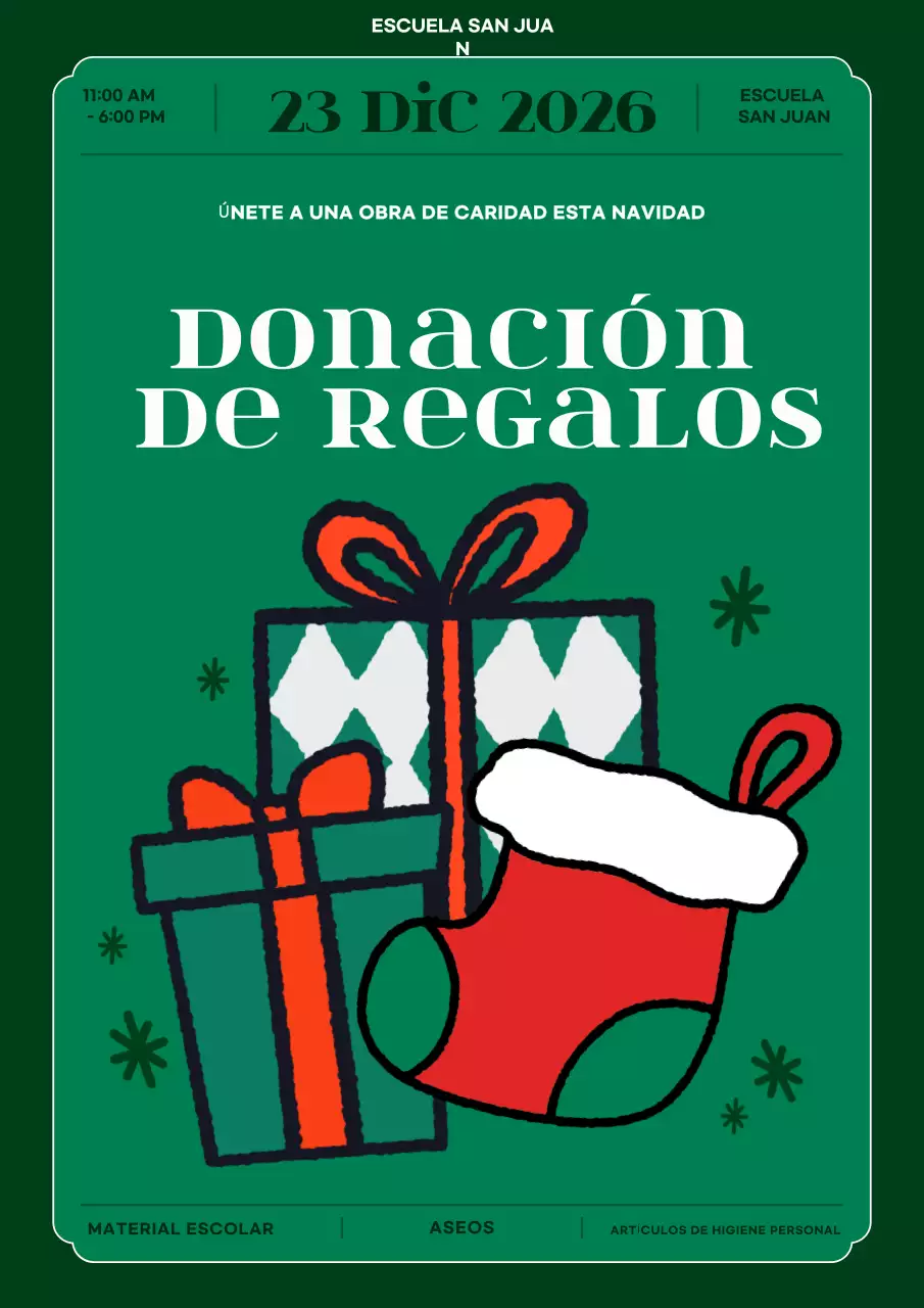 anuncio de un acto benéfico tradicional verde