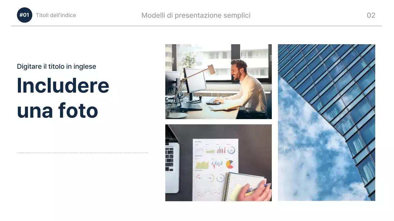 Descrizione della presentazione moderna blu navy