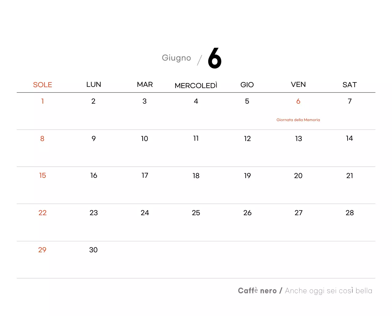 Calendario grigio minimalista