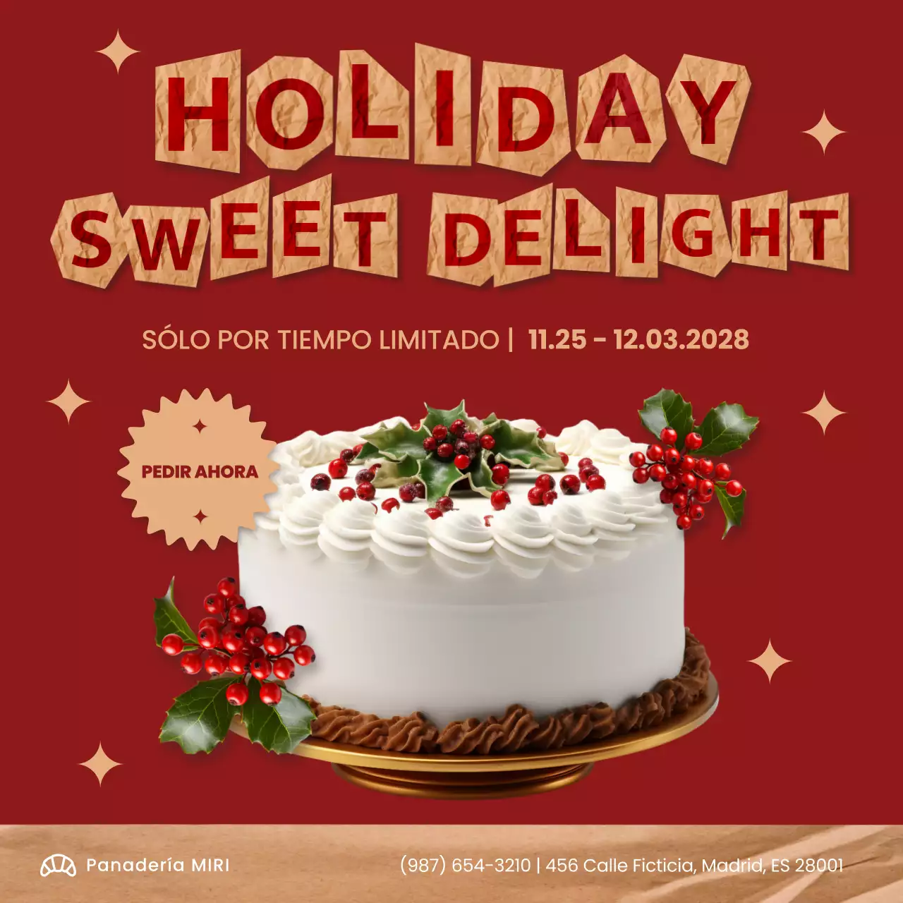 promoción de la tarta roja de navidad festiva en las redes sociales