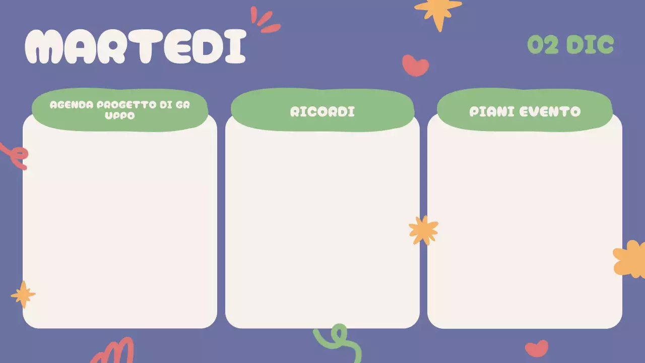 Blu Beige Verde Rosso Agenda di classe giocosa