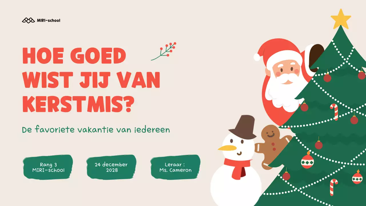 Illustratieve kerstquiz voor kinderen en scholieren