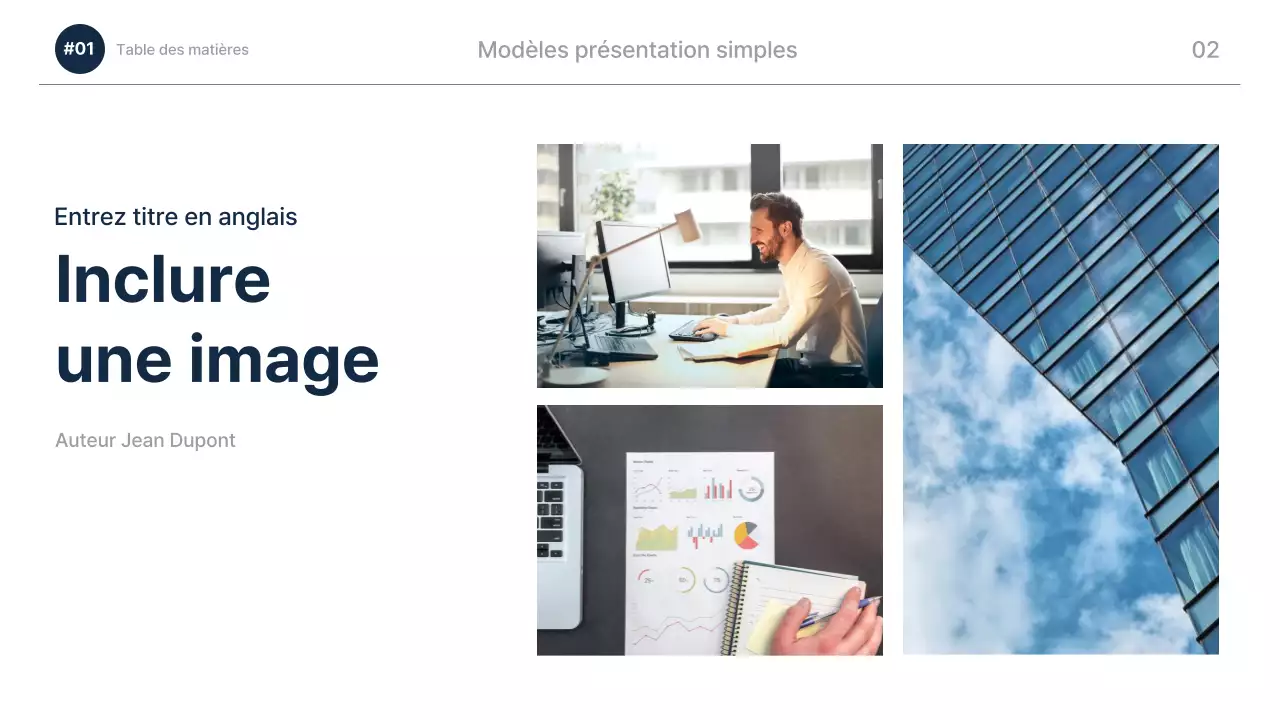 Présentation moderne bleu marine Description