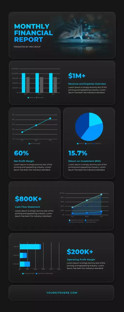 Black Modern Financial Report Document Infographic