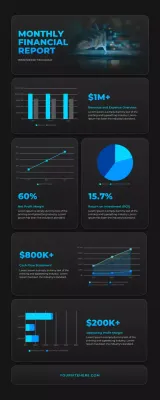 Black Modern Financial Report Document Infographic