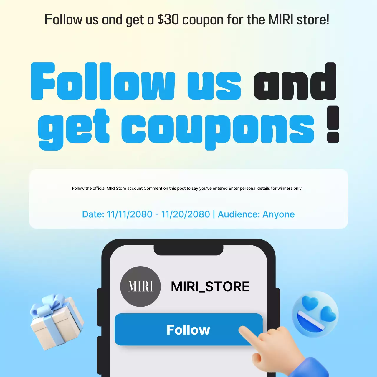 Postagem de mídia social de promoção da Blue Trendy