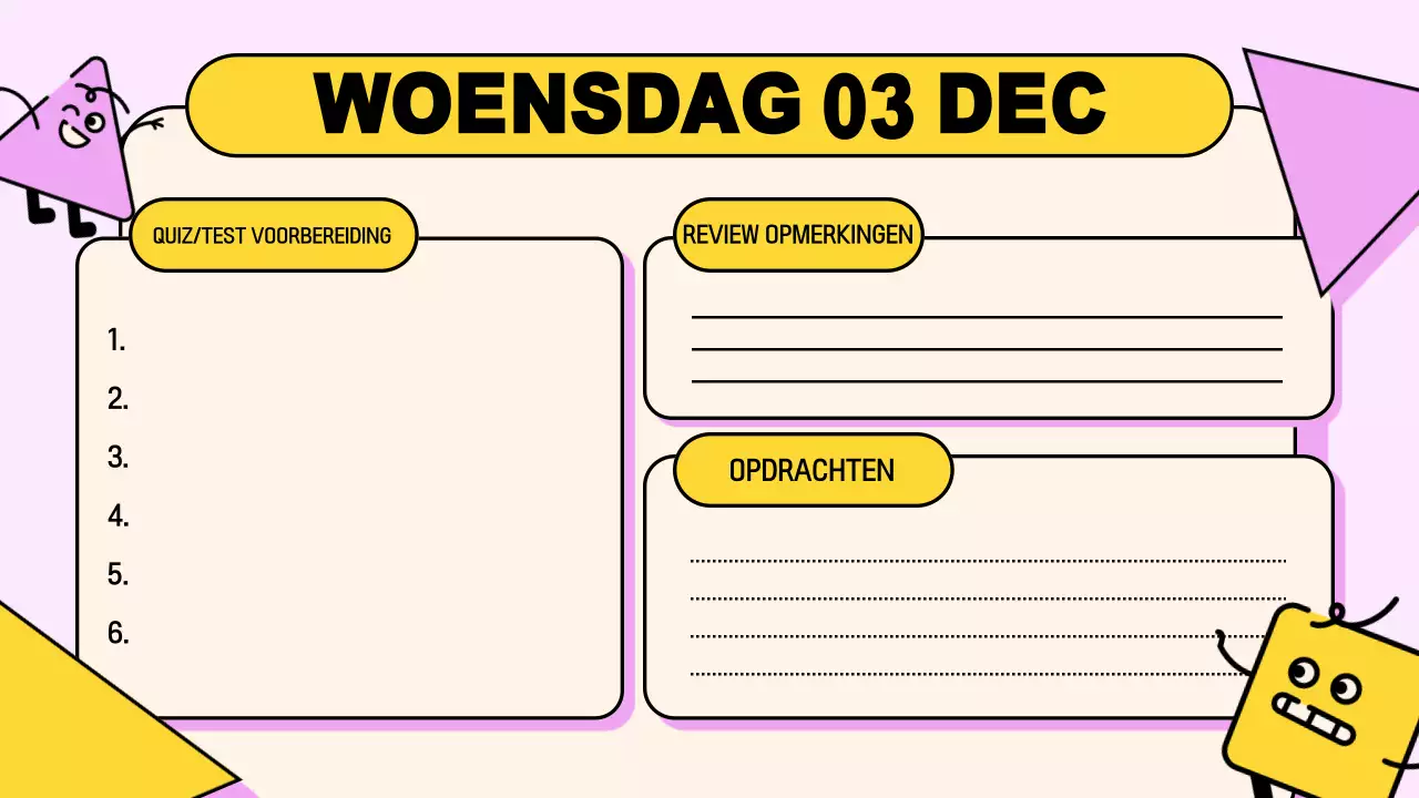 Roze Geel Speelse Klas Agenda Presentatie