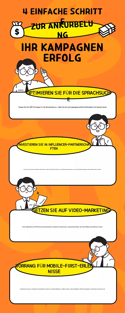 Infografik mit Tipps zur Steigerung der orangen und weißen Kampagne