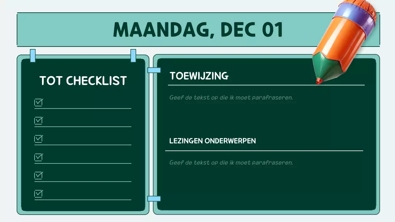 agenda planner oranje en groenblauw pop class