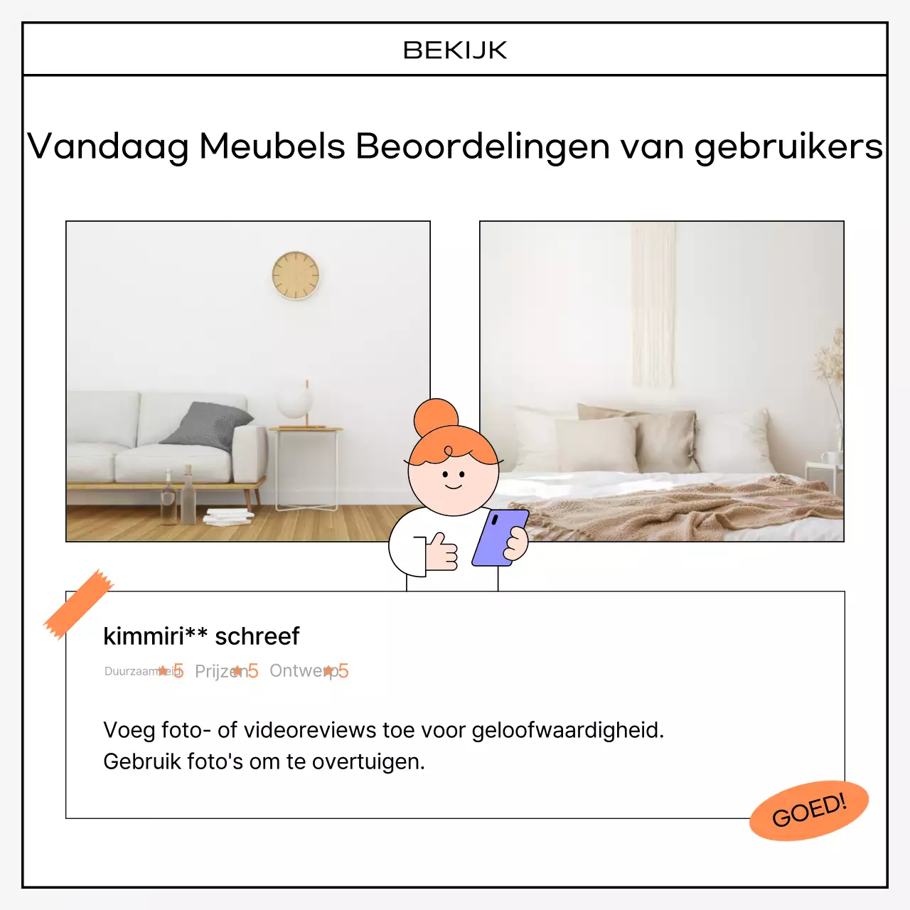 Een kitscherige verzameling oranje en zwarte recensies