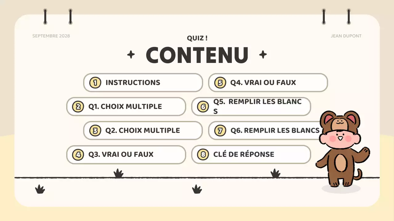 matériel de quiz sur l'animation rose