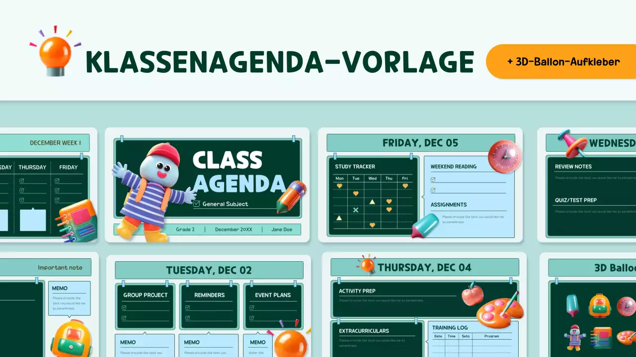 orange und teal pop Klasse Agenda Planer