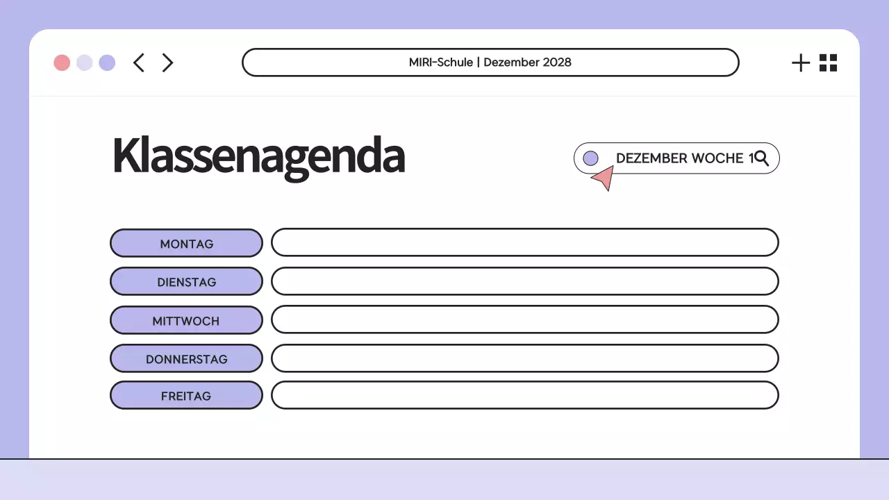 Lila Illustration Klasse Agenda Präsentation