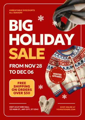 Red Bold Holiday Promotion Poster