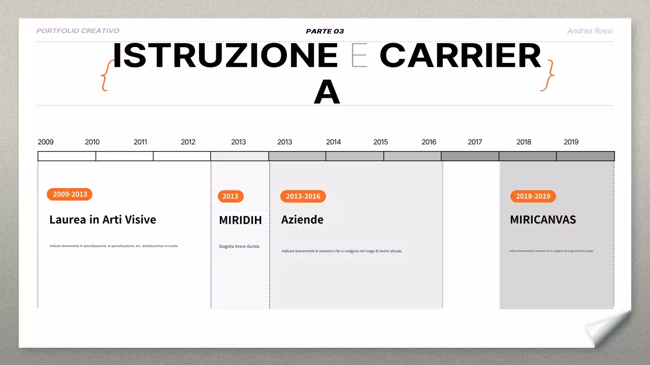 curriculum moderno arancione