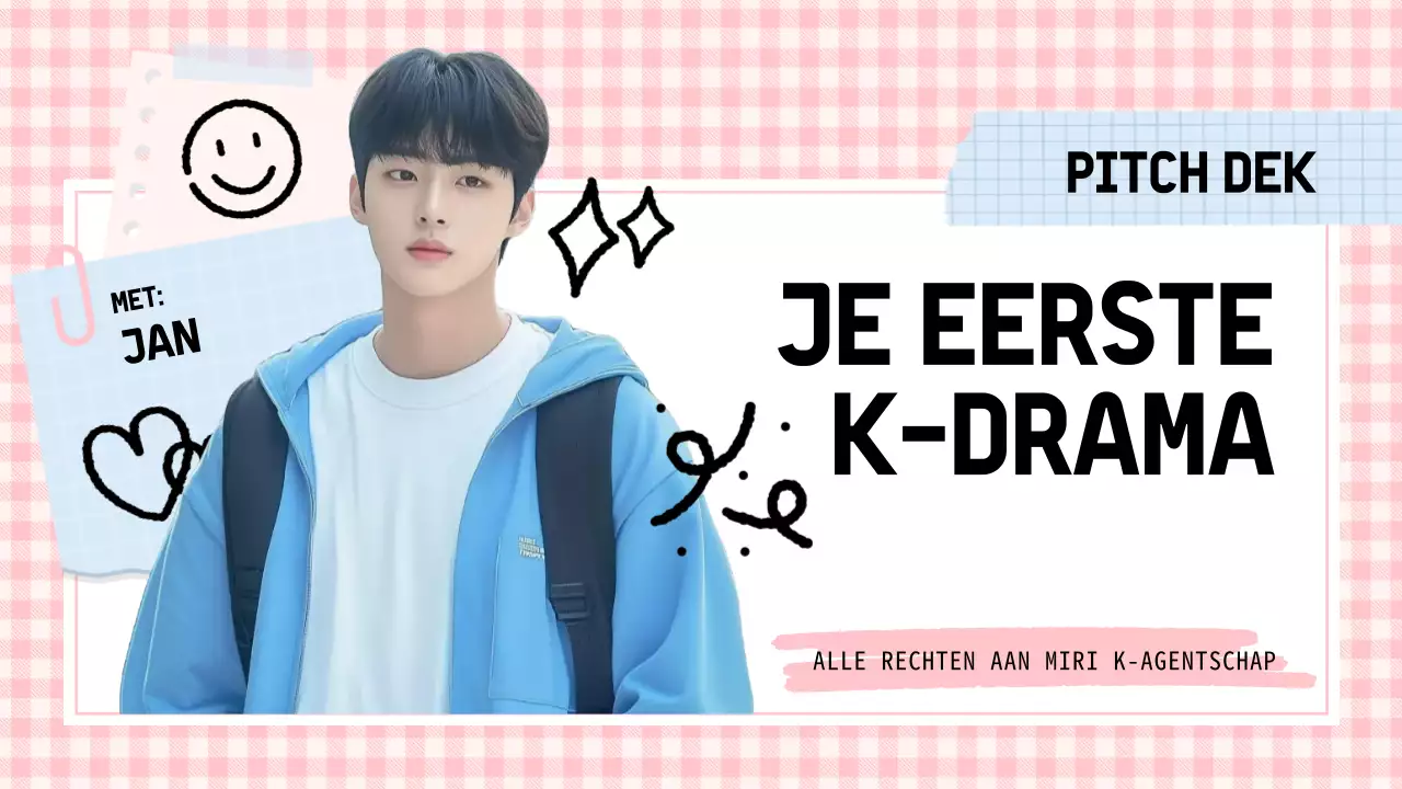 Pastelroze en Blauwe Doodle K-Drama Presentatie