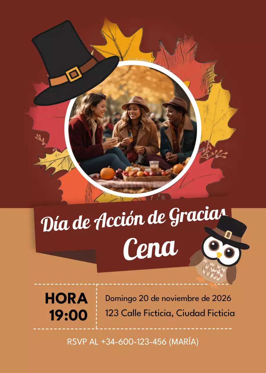 Invitación rústica marrón de Acción de Gracias