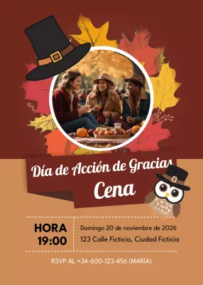 Invitación rústica marrón de Acción de Gracias