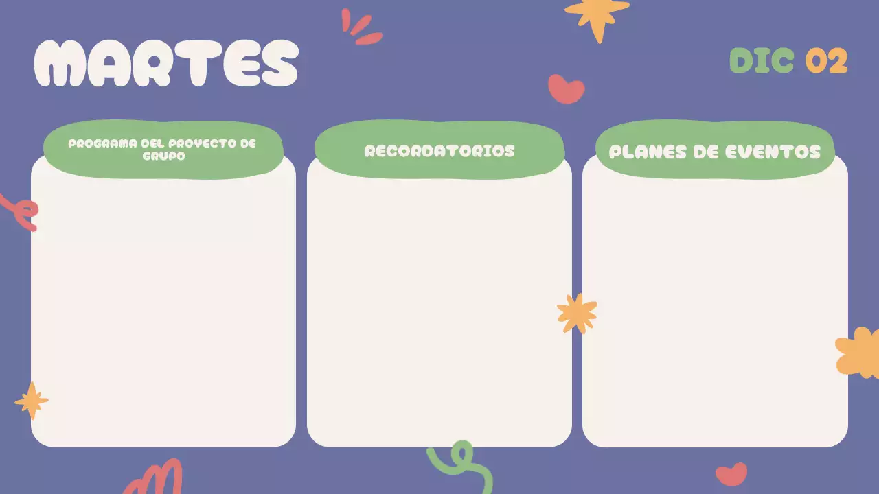 Azul Beige Verde Rojo Agenda lúdica de la clase