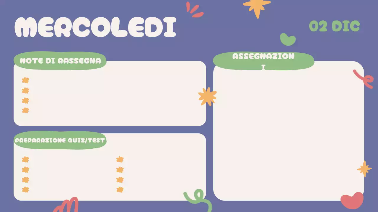 Blu Beige Verde Rosso Agenda di classe giocosa