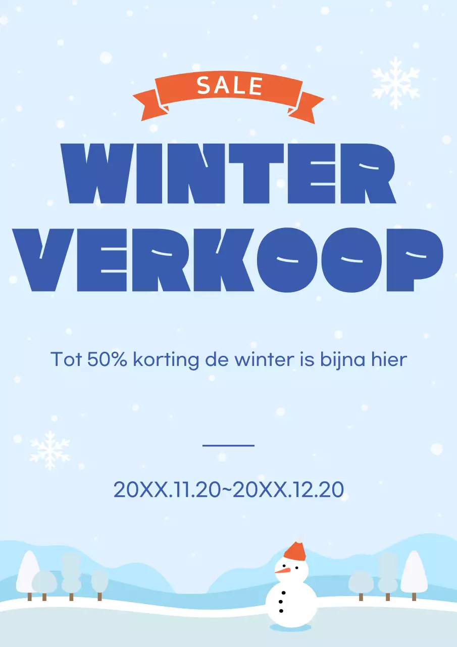 Lichtblauwe schone winter advertentie