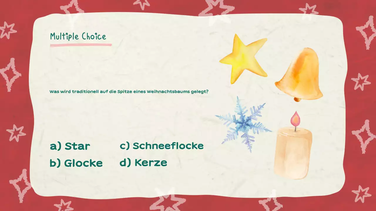 Rote Illustration Weihnachts-Quiz Diashow