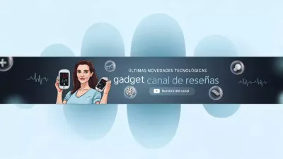 Banner azul del canal de tecnología moderna