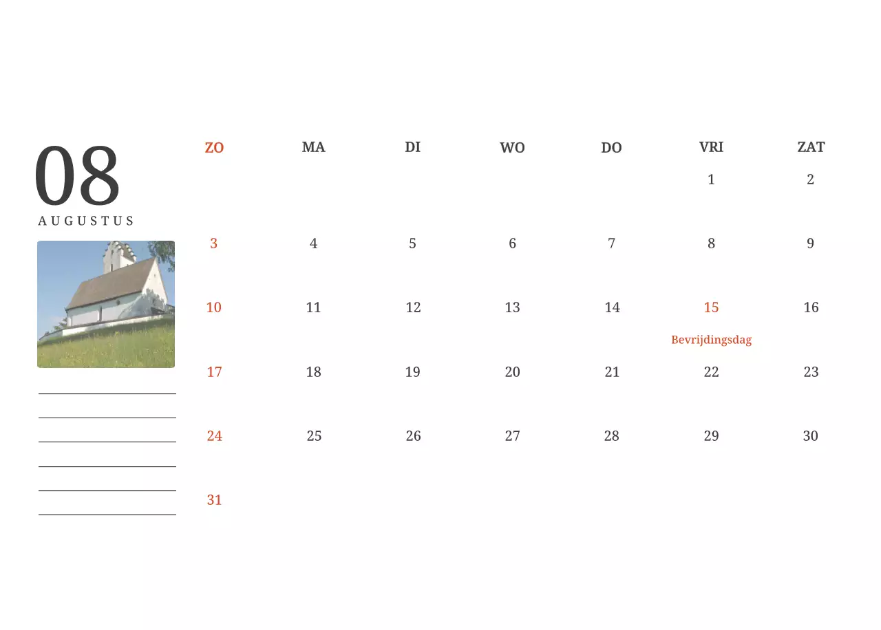 Een fotografische conceptkalender met kerken in landschapsschilderijen