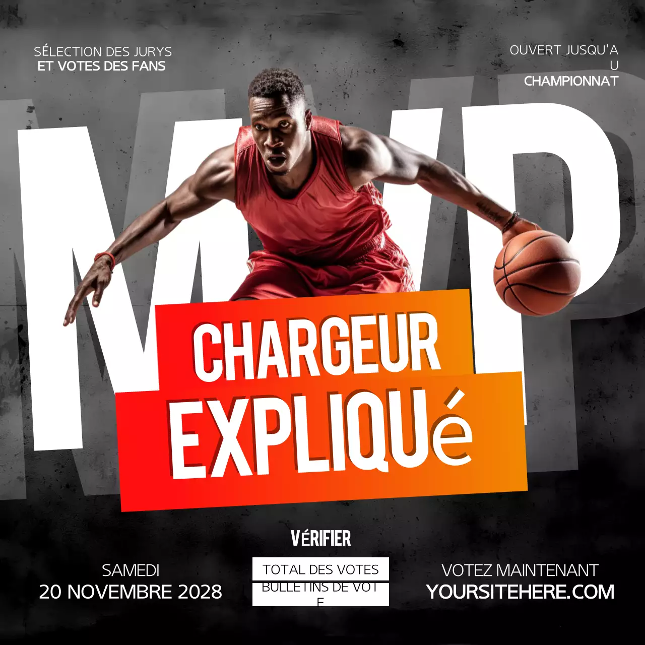 Post Instagram de l'échelle MVP noire et rouge