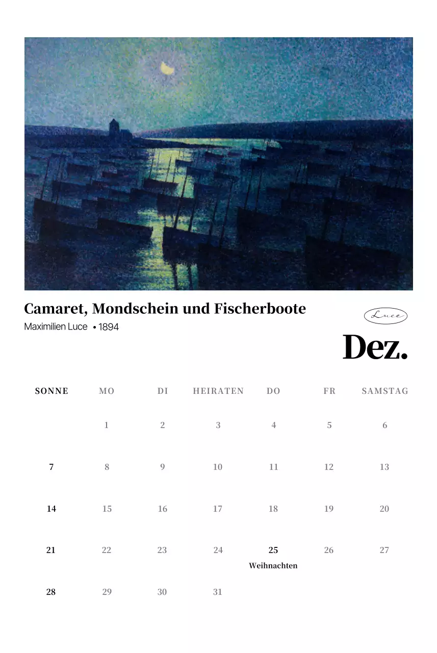 Klassischer Kunstkalender