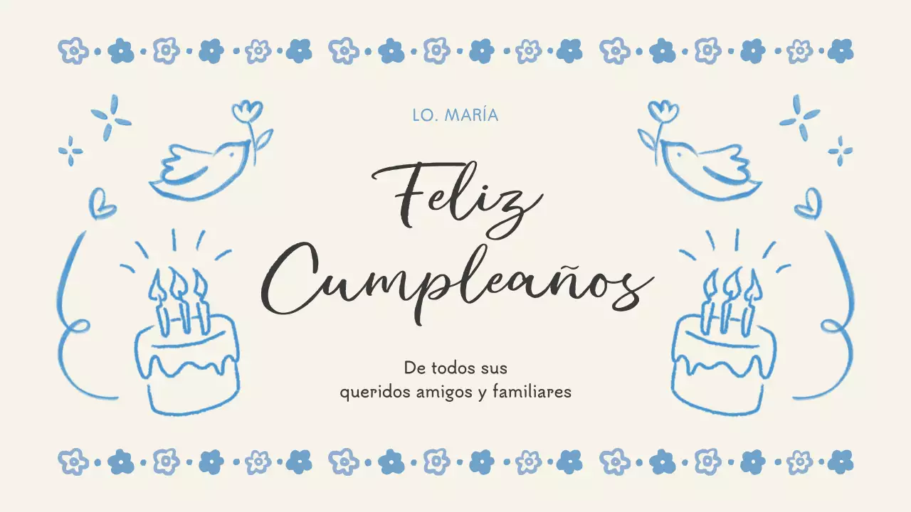 cumpleaños floral azul