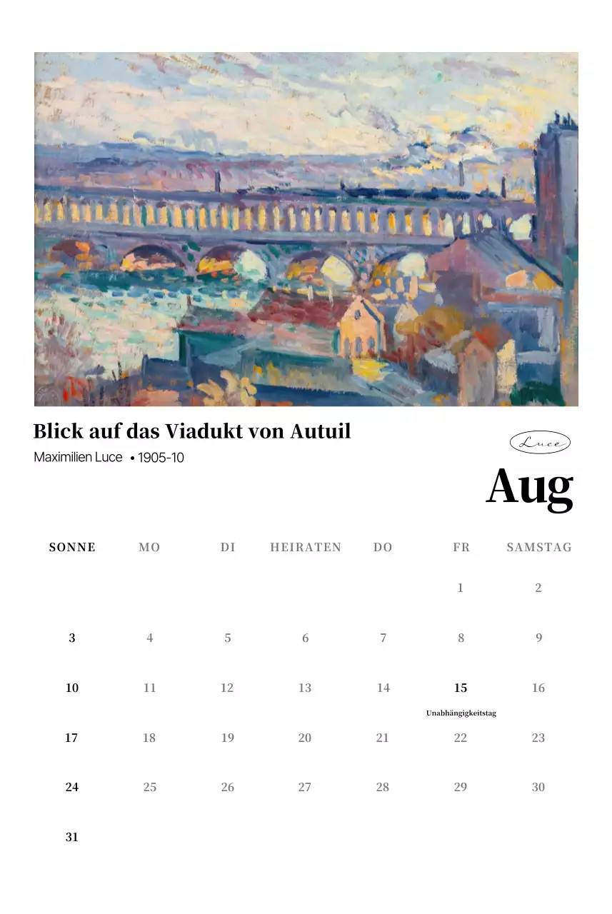 Klassischer Kunstkalender
