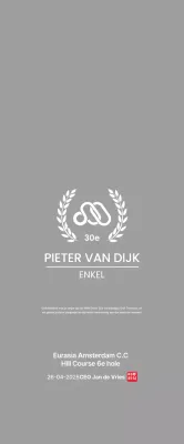 Nette golftrofee met laurierblad en bedrijfslogo