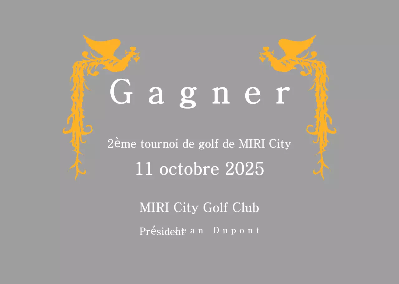 Trophée classique de tournoi de golf avec décoration phénix colorée