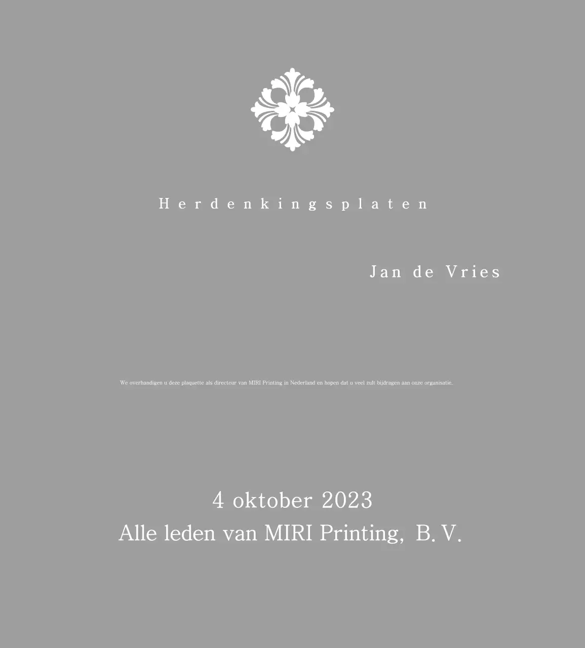 Klassieke plaquette met patroon in opdracht