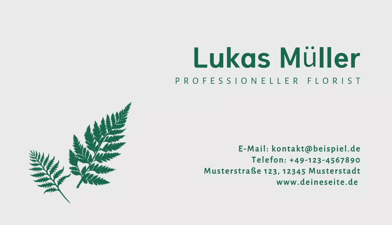 grüne minimalistische Floristenkarte
