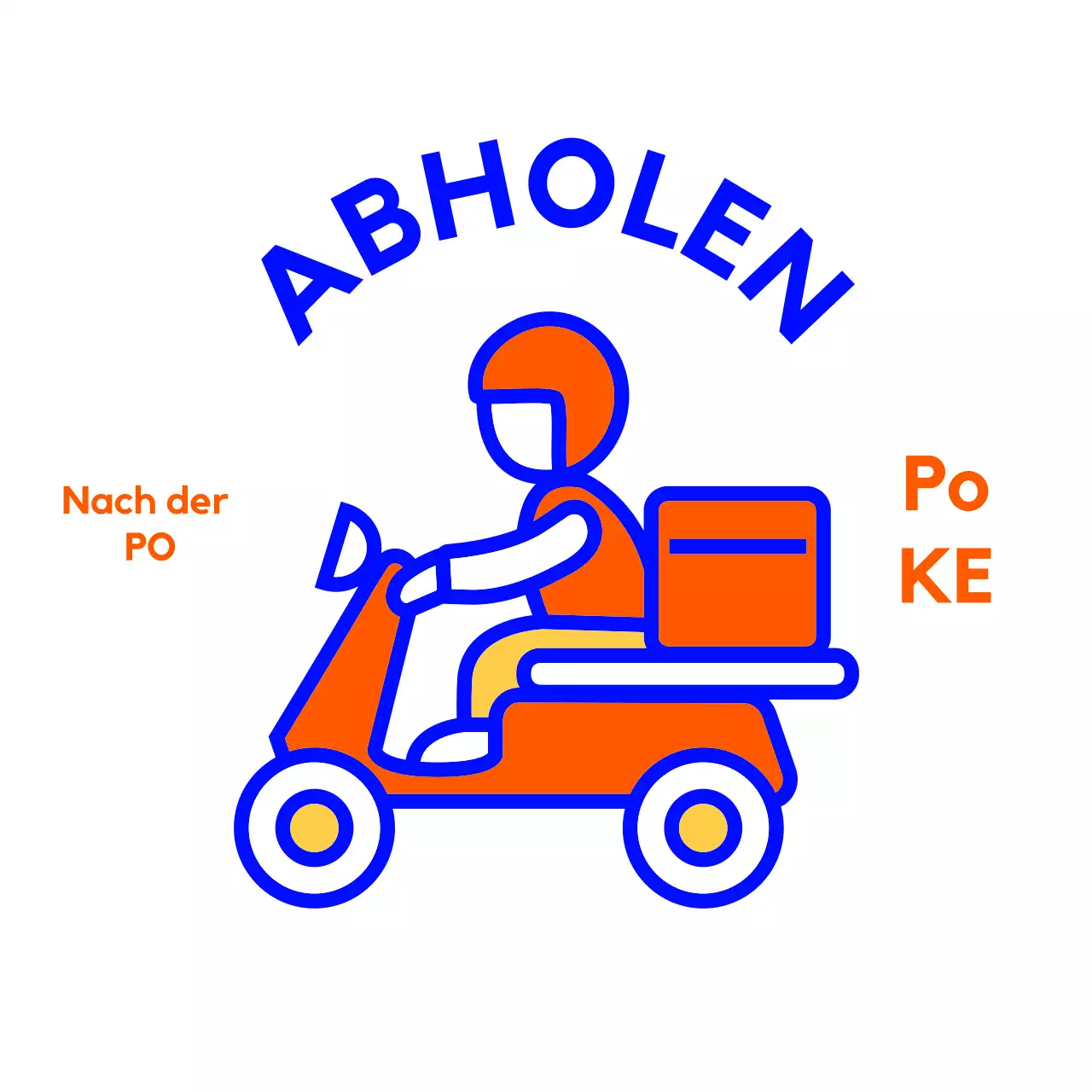 Einfache orangefarbene Beschilderung für die Lieferung zum Mitnehmen