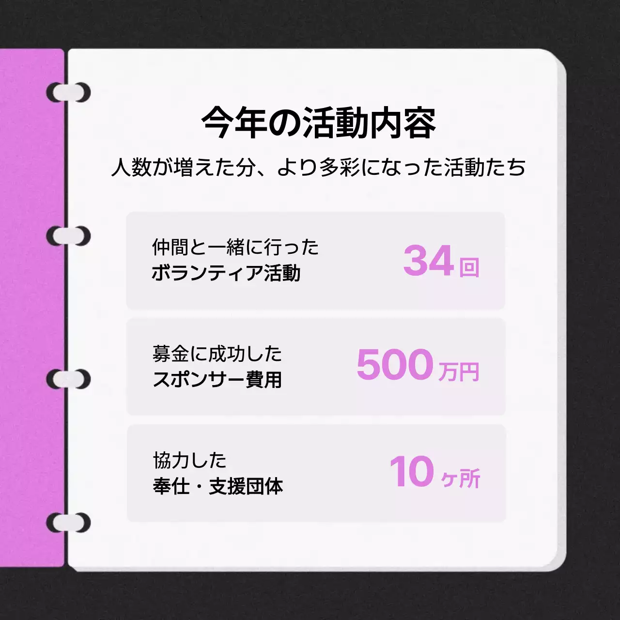 紫 シンプル 活動記録 ドキュメント Instagram カルーセル