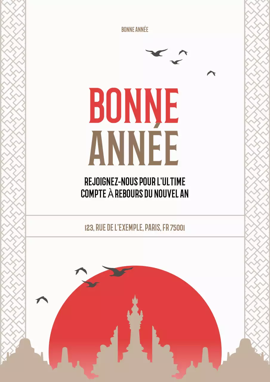 carte de vœux indonésienne culturelle rouge pour le nouvel an