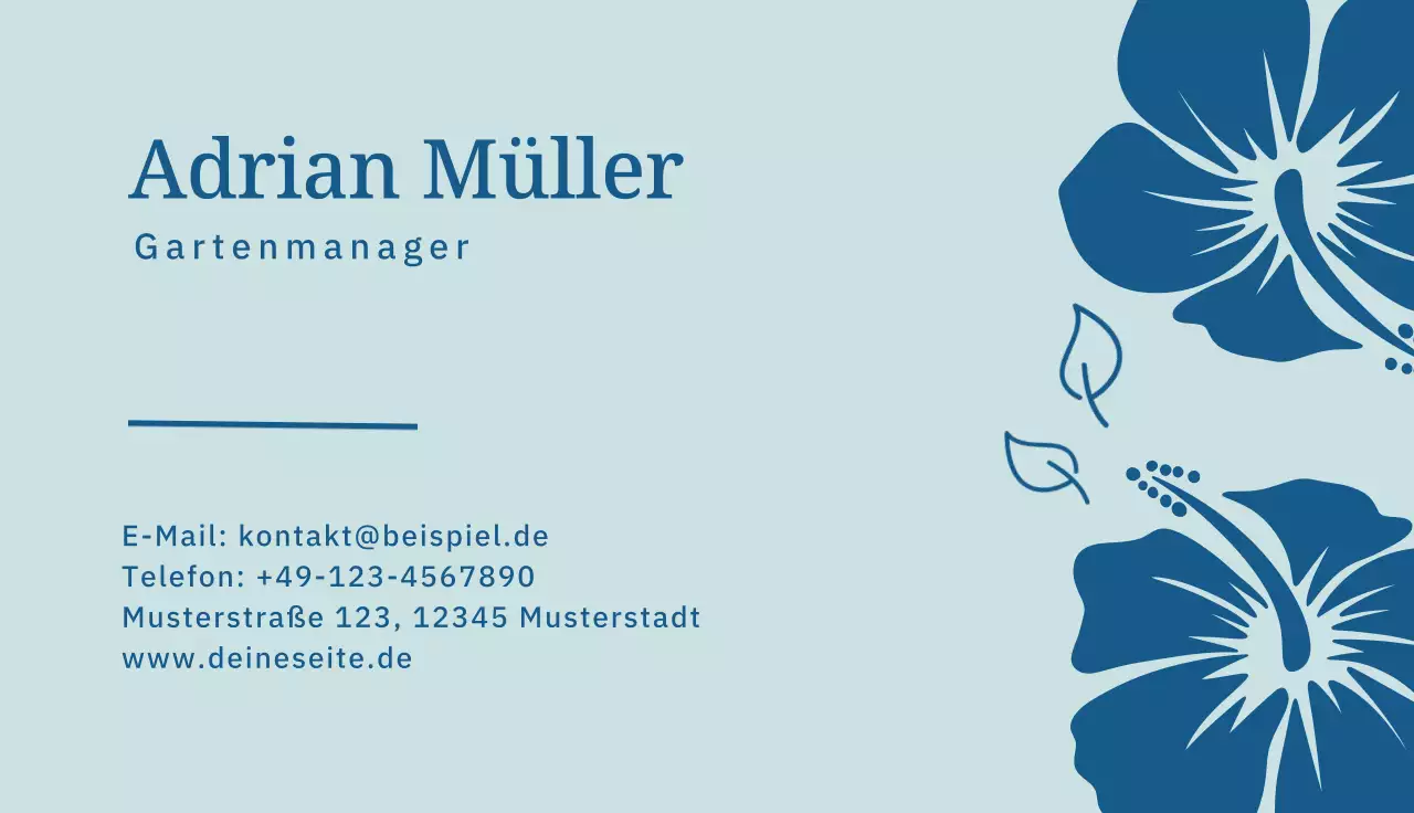 blaue botanische Visitenkarte