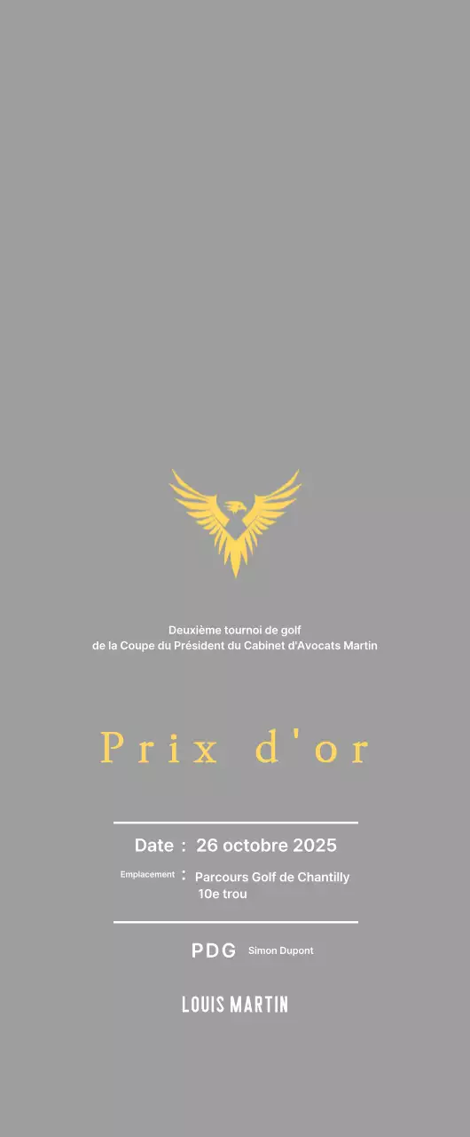 Plaque de tournoi de golf avec aigle