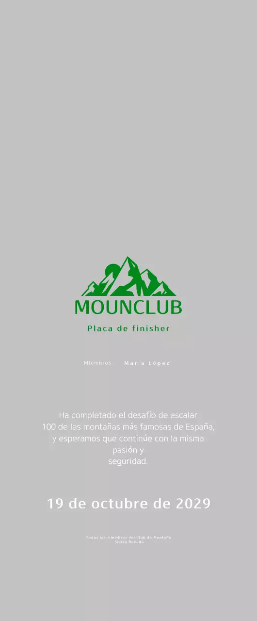 Placa Simple Montañismo Verde