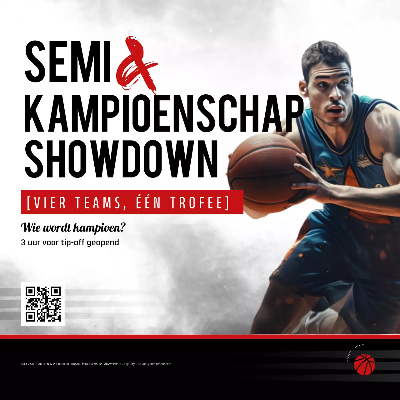 aankondiging rood vet basketbal