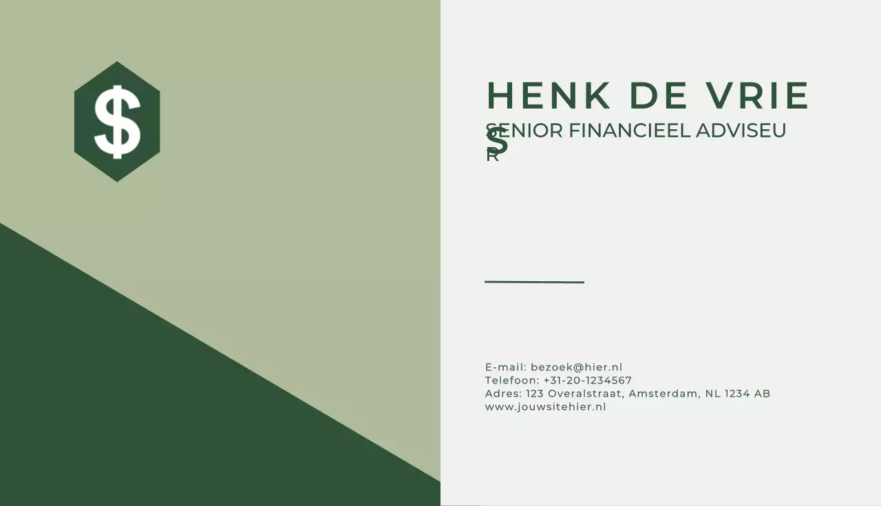 groen modern financieel visitekaartje