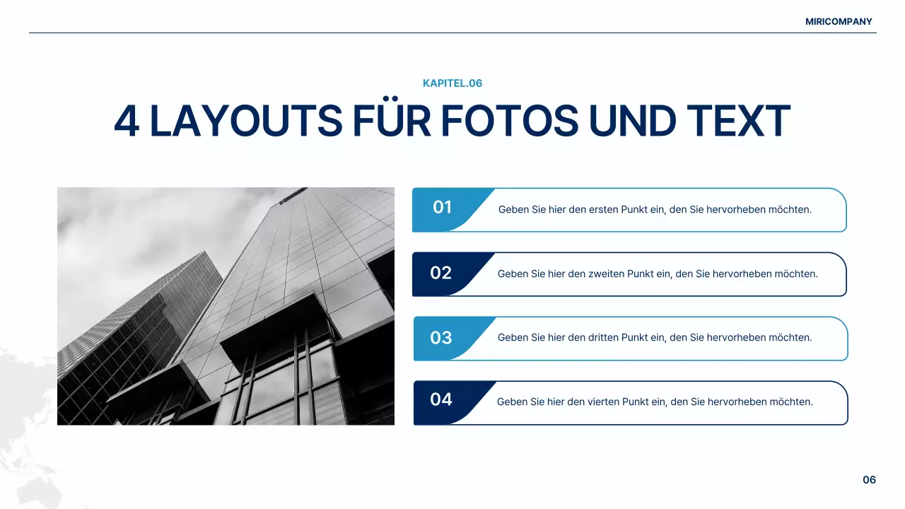 Ein einfacher globaler Geschäftsplan in Weiß und Blau