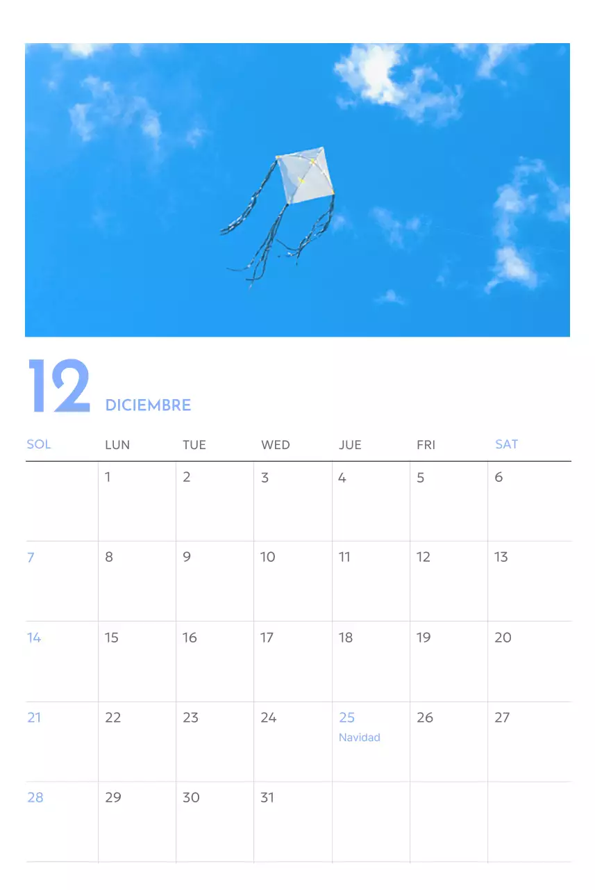 Calendario fotográfico de seguimiento de objetivos con un toque de azul